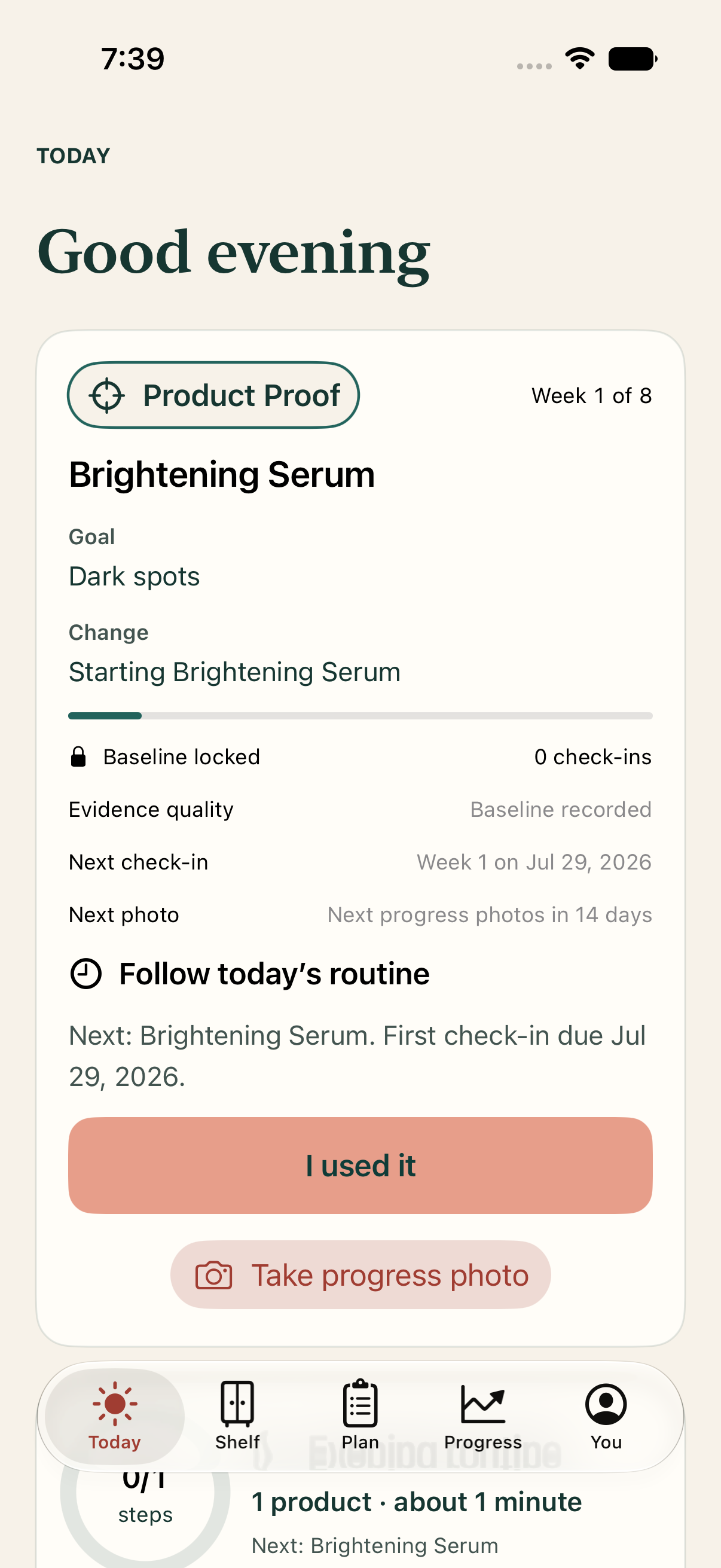 Aurmora Product Proof progress screen